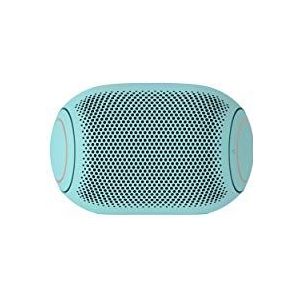 LG XBOOM Go PL2 draagbare bluetooth-luidspreker met tot 10 uur batterijduur, IPX5, luidspreker voor feestjes buitenshuis, met microfoon, compatibel met iPhone en Android in blauw