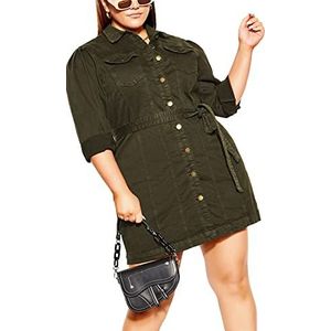 CITY CHIC Plus Size Jurk Girly Utility, in Khaki, Maat 20, Kaki, 46 grote maten