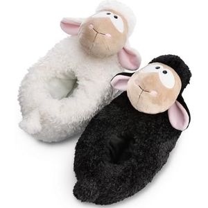 Pantoffels Schaap Wool*y Gang maat 38-41 (L) zwart en wit - Duurzame warme knuffelpantoffels voor jongens en meisjes - dierenschoenen met antislipzolen - pantoffels