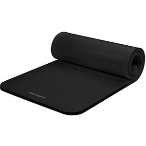 Retrospec Solana yogamat 1 inch dik w/nylon band voor mannen en vrouwen - antislip oefenmat voor thuis yoga, pilates, stretching, vloer en fitness trainingen - zwart