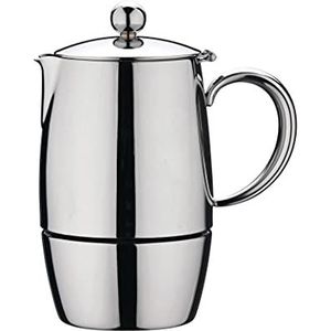 Café Stål Bellux Range 18/10 RVS Espresso Koffiezetapparaat Klassieke Stijl Kookplaat Italiaans Moka Pot Design, Hollow Cool Touch Handvatten, 10-Cup (580ml)