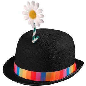 Widmann 25101 Clownhoed, voor volwassenen, meerkleurig, met bloem, meloen van vilt, hoed, muts, kostuum, carnaval, themafeest