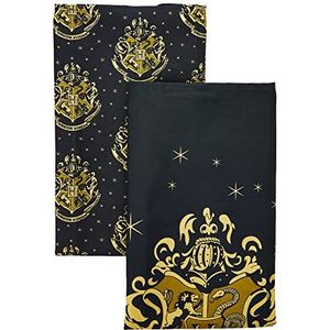 Groovy Uk Handdoek, katoen, zwart/goud, one size