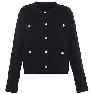 caspio Dames zachte wind-twist-gebreide cardigan jas acryl zwart maat XL/XXL, zwart, XL