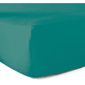 Hoeslaken, 100% katoen, 57 draden/cm², turquoise, 180 x 200 cm, spanhoogte 30 cm