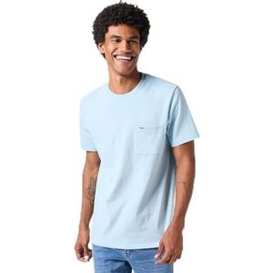 Wrangler Pocket Tee T-shirt, lichtblauw, XL heren, Lichtblauw, XL
