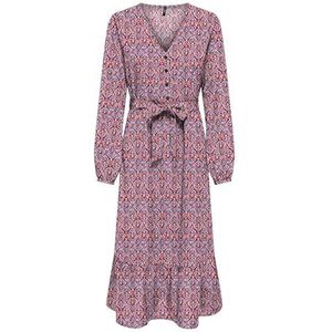 Onlnova Life VIS Amy Long Dress AOP, Rood Orange/Aop: 591 Soul, S