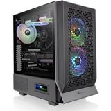 Thermaltake Ceres 300 Zwart/Mid Tower E-ATX Computer Case Met Gehard Glas Zijpaneel/2xCT140 ARGB Fan Vooraf geïnstalleerd/Rotatie PCIe Slots/3 Jaar Garantie