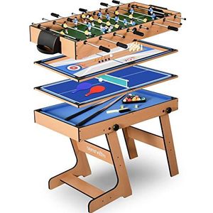 SereneLife Multi Game Table, 48"" Sports Arcade Games with Accessories, Ping Pong, Hockey, Pool Billiards, Soccer Foosball All in One, for Indoor Outdoor, Family, Kids and Adults