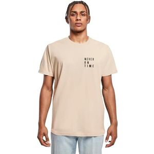 Mister Tee Dames T-shirt Ladies Never On Time, T-shirt met grafische print voor vrouwen, katoen, maten XS - 5XL, zand, XS