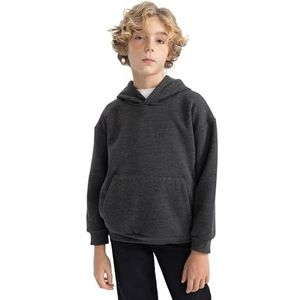 DeFacto Sweatshirt met capuchon voor jongens, Antraciet melange, 5-6 Jaar