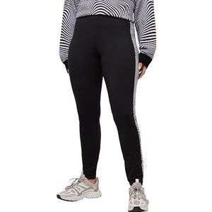 Ulla Popken, Dames, grote maten, thermo-functionele legging met zijstrepen, zwart, 50W x 32L