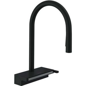 hansgrohe Keukenkraan Aquno Select M81 (kraan keuken met afvoerzeef, 360° draaibaar, uittrekbare douche, hoge comfortuitloop 170 mm, 3 straalsoorten, standaardaansluitingen) zwart