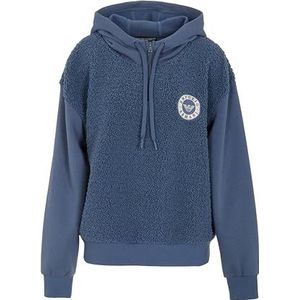 EMPORIO ARMANI VROUWEN FUZZY FLEECE HOODIE SWEATSHIRT BLAUW L, Blauw, L