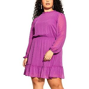 City Chic Women's Apparel Dames City Chic oversized dobby, getrapt, blauwerie, maat 50, casual jurk, wisteria, 52 meer, wisteria, 50 NL