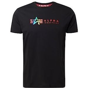 Alpha Industries Alpha Label T Metalen T-Shirt voor Mannen Black/Metal Red