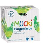 KREUL 2314 - Mucki Set van 4 x 150 ml vingerverf Veganistische verf zonder parabenen, gluten en lactose Afwasbaar en te gebruiken met vinger, kwast en spons Heldere kleuren