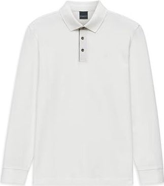 bugatti Poloshirt voor heren, lange mouwen, 8130-15030E, modern fit, katoen, 10-wit, L