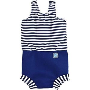 Splash About Happy Nappy Luier Badpak voor babymeisjes, Navy/White Stripe, 0-4 Maanden