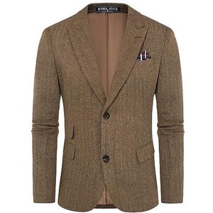 PJ PAUL JONES Tweed blazer voor heren, sportief wollen visgraatjasje, vintage blazers, colberts, XXL
