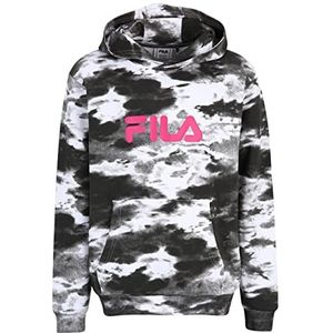 FILA Unisex Kids Seck Classic Logo Hoody, Black Smoke AOP, 146/152, Black Smoke Aop