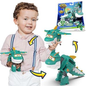 Super Wings Tino Dinosaur 5' Transforming Character Easy Transformation Preschool Kids Gift Toys for 3+ Year Old Boy Girl, Green