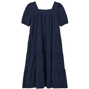 s.Oliver Junior Girl's Midi jurk met borduurwerk, blauw, 140, blauw, 140 cm