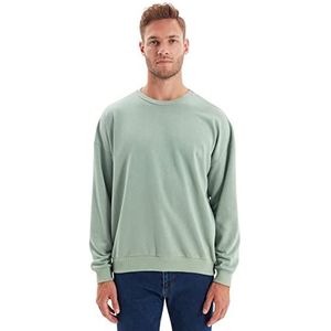 Trendyol Heren ronde hals effen oversized sweatshirt, mint, XS, Munt, XS