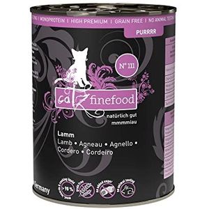 catz finefood Purrrr Lam, monoprotein kattenvoer, nat N° 111, voor voedingsgevoelige katten, 70% vleesaandeel, 6 x 400 g blik