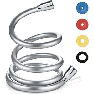 SANTRAS® doucheslang PREMIUM chroom 1,50 m MADE IN GERMANY met waterbespaarder - Bijzonder flexibel en bestand tegen verdraaien met FLOW LIMITER - Doucheslang in roestvrij staal-look van Easy Clean-materiaal