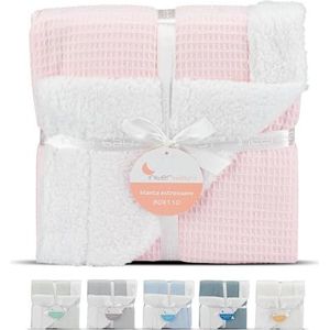 Interbaby Babydeken van lamsvacht met honingraatpatroon, roze