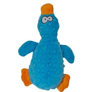 JACK AND VANILLA, Interactief hondenspeelgoed van pluche, eend, 25 cm, blauw, stimuleert het spel, duurzaam, machinewasbaar, ideaal voor kleine en middelgrote honden, model Bubble Plush