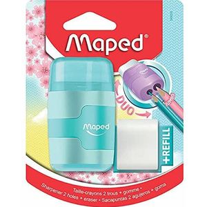 Maped Connect Duo Potloodslijper en gum in pastelkleur (verschillende kleuren), 049230