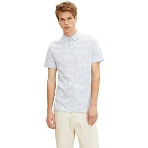 TOM TAILOR Denim Uomini Poloshirt met zomerprint 1032182, 29889 - Aqua Big Palm Inside Print, XXL