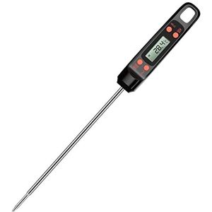 ANSTA Vleesthermometer digitale kookthermometer ultralange sonde 5 seconden onmiddellijke afleesbaarheid met °C/°F knop voor keuken, grillrooster