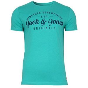 JACK & JONES Heren T-shirt ATHLET TEE korte mouw CREW Nek orig, Turquoise (Bright Aqua 16-5422 Tcx), XL
