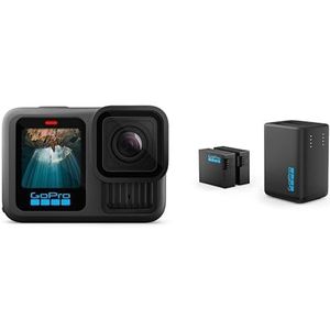 GoPro HERO13 Black - Waterdichte actiecamera met 5.3K60 video, 27 MP foto, Creator Edition + dubbele batterijlader + 2 oplaadbare Enduro-batterijen