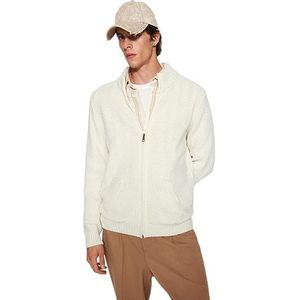 Trendyol Man Slim fit Basic hoge hals gebreide vest, ecru, M, Ecru, M