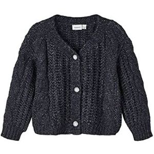 NAME IT Nmfopaula Ls Knit Card Gebreid vest voor meisjes, Dark Sapphire, 110 cm