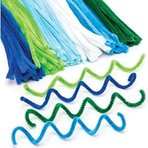 Baker Ross AW362 pijpenreiniger in verschillende kleuren van de zee (120 stuks) – voor kinderen om te knutselen en vormgeven,diverse kleuren