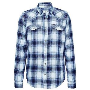 Garcia Heren Herenshirt met lange mouwen, indigo, S, blauw, S