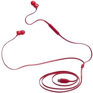 JBL Tune 310C Bedraade in-ear oortjes met microfoon, met JBL Pure Bass Sound en een 3-knops afstandsbediening, in het rood