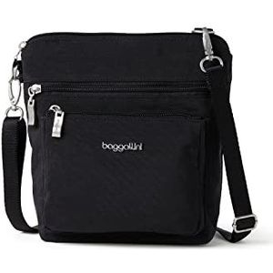 Baggallini Moderne schoudertas voor dames met zakken, zwart