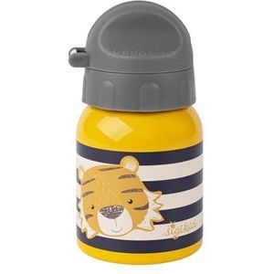 SIGIKID 25376 Tiger Drinkfles, roestvrij staal, 250 ml, aanbevolen voor kinderen vanaf 1 jaar, robuust, lekvrij, onbreekbaar