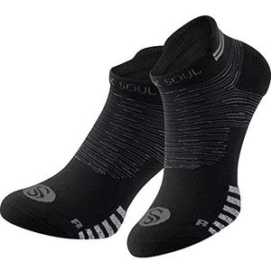 STARK SOUL 2 paar sportsneakers, korte sportsokken, hardloopsokken, uniseks, zwart, wit of mix, zwart, 35/38 EU
