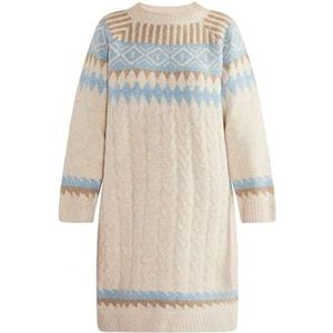 usha BLUE LABEL gebreide damesjurk lynnea, beige bruin blauw, M/L