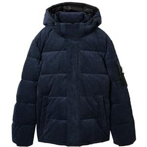 TOM TAILOR 1042208 bufferjack voor heren met afneembare capuchon van corduroy stof, 36511 - Sky Captain Navy Corduroy, S