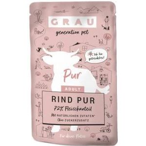GRAU - het origineel - Natvoer voor katten - puur rundvlees (zakje), 16-pack (16 x 125 g), monoproteïne, voor volwassen katten