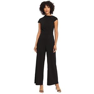 Maggy London Jumpsuit voor dames, hoge hals, werkkleding, kantoor, gelegenheid, evenement, gast-jurk, kapmouwen, asymmetrisch, zwart, maat 42, Kapmouwen, asymmetrisch, zwart, 42