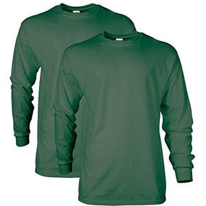 Gildan Heren Ultra Katoen T-shirt met lange mouwen (Pack van 2), Militair Groen (2-pack), 3XL